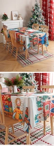 Macro detail of Christmas themed tablecloth with high quality digital festive prints
