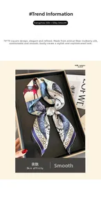 Detail of 70x70cm mulberry silk scarf with red horse pattern in a black gift box
