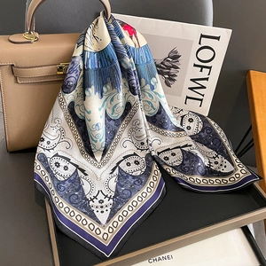 Women Vintage Mulberry Silk Square Scarf Paisley Elk Floral Print Elegant Neck Scarf Silk Shawl Fashion Accessory For Office Lady Gift