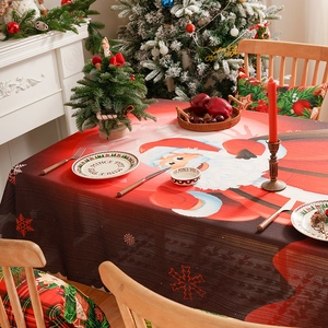 Christmas tablecloth with Santa Claus and snowflake pattern for festive dining decor