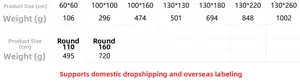 Detailed size chart for vintage oil painting style dust covers and tablecloths