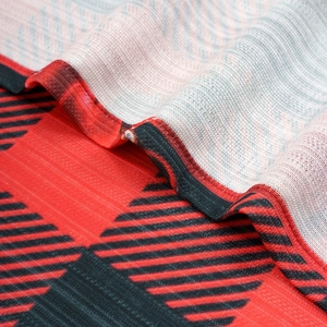 Christmas red and black buffalo plaid kitchen curtain set with high-density knit fabric