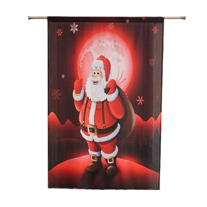 Festive Christmas Santa Claus tapestry with red moon and black grid pattern for home decor