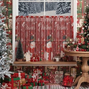 Christmas snowman cafe curtain with Merry Christmas print and festive window decorations