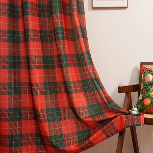 Christmas red and green plaid blackout curtains with classic Scottish tartan pattern design