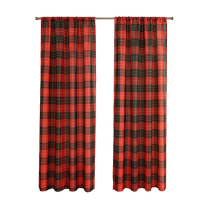 Red and green Christmas plaid blackout curtains with rod pocket design for festive decor