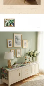 Detailed texture of American vintage table runner with colorful floral oil painting pattern