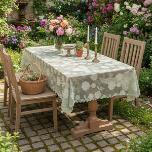American Country Style Floral Embroidered Lace Tablecloth Rectangular Hollow Out Table Cover For Dining Room Kitchen Decor