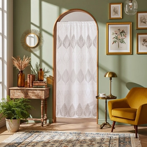 French Vintage Lace Door Curtain Polyester Rod Pocket Partition Screen For Bedroom Living Room Home Decoration Privacy Screen