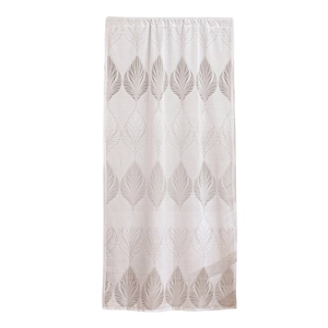 French retro lace door curtain with elegant feather jacquard pattern and rod pocket top