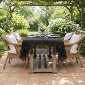 Modern Minimalist Geometric Lace Tablecloth Hollow Out Greek Key Pattern Polyester Rectangular Table Cover For Dining