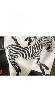 Detail of zebra pattern on high-quality silk twill fabric showing fine texture