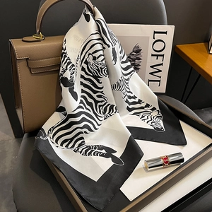 Zebra Print Mulberry Satin Square Scarf Twill Satin Neckerchief Elegant Fashion Neck Scarf Accessory For Women