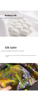 Détail de soie de mûrier pure avec motif floral de peinture à l'huile et cocons blancs