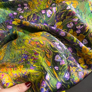 Carré de soie artistique style Van Gogh avec motifs floraux de peinture à l'huile