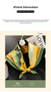 Detail of silk square scarf featuring lotus patterns and elegant satin texture