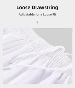 Detail of adjustable drawstring waist on white quick-dry elastic sports shorts