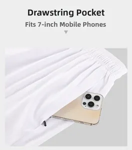 Detail of elastic waistband and a stretchable zipper pocket for 7-inch phones