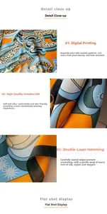 Detailed close-up of leopard print faux silk scarf showing digital printing and neat edges