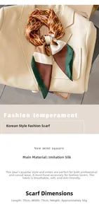 Detail of 70x70cm silk-feel square scarf with geometric H patterns on beige blazer
