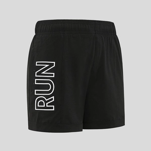 Women's ice silk quick-dry running shorts in black with white RUN lettering