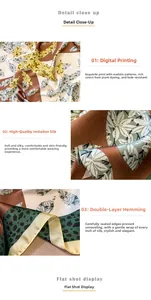 Detail of digital flower and leopard print scarf showing soft silk texture and double edge