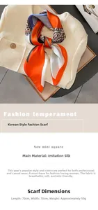 Detail view of 70x70cm houndstooth silk scarf with elegant orange and blue patterns