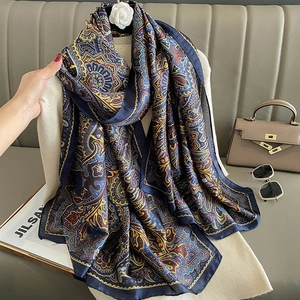 Écharpe À Imprimé Paisley Imitation Satin Protection Solaire Grand Châle Pour Femmes Style Ethnique Rétro