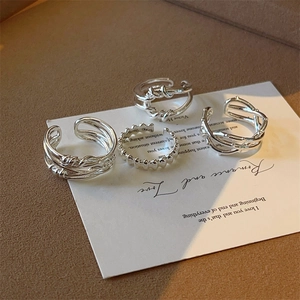 Koperen Gedraaide Verstelbare Ring Voor Dames Goud Zilver Verguld Geometrisch Onregelmatig Open Sieraden