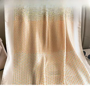 Detail of silk scarf with geometric pattern and active carbon dyeing craftsmanship