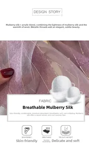 Close-up of mulberry silk blend fabric texture with subtle metallic yarn highlights