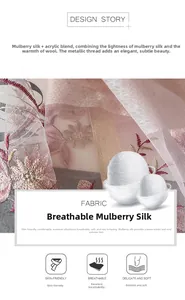 Detailed embroidery on silk blend scarf with subtle metallic threads and floral patterns