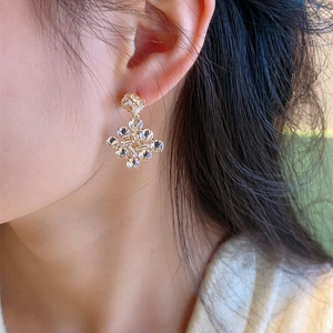 Geometric Rhombus Drop Earrings With Cubic Zirconia And 925 Sterling Silver Earring Post Elegant Gala Jewelry For Women