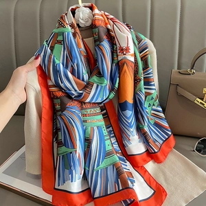 Vintage Print Scarf Shawl Faux Satin Satin Long Wrap For Women Winter Autumn Warm Geometric Tribal Elegant