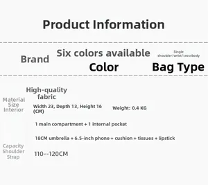 Detailed size and capacity specification chart for the premium fabric tote handbag