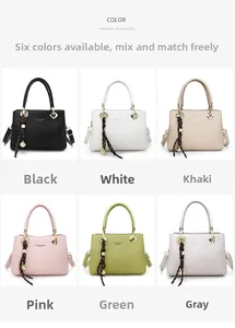 Detailed grid view of large capacity tote bags in six colors with litchi grain texture