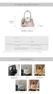 Detailed dimension guide and multi-color display of the PU leather mini Boston shell bag