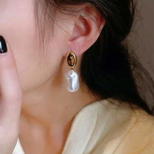 Baroque Irregular Artificial Pearl Dangle Earrings With 925 Sterling Silver Earring Post French Vintage Gold Plated Jewelry For Women