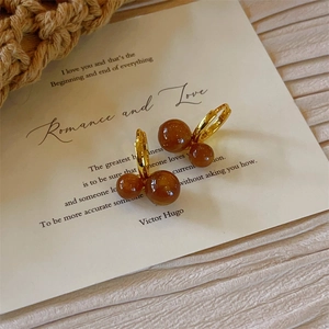 Tiger Eye Stone Heart Artificial Pearl Hoop Earrings With 925 Sterling Silver Earring Post Gold Plated Minimalist For Women