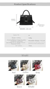 Detail info showing dimensions 24x17.5x9.5cm and colors for crocodile texture bag
