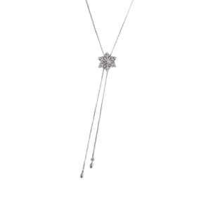 Elegant adjustable silver snowflake Y-necklace with cubic zirconia pendant for women