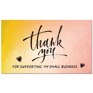 Detail of artistic paper texture on a gradient laser thank you card for small business