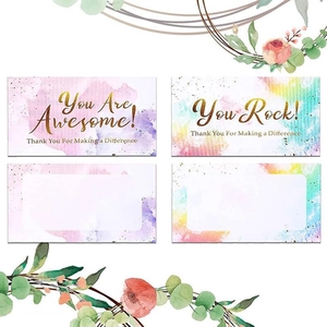 Detail showing colorful watercolor reward cards with You Are Awesome and You Rock text