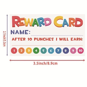 Detail view of 3.5x2.1 inch reward cards with 10 punch holes for kid toy incentive