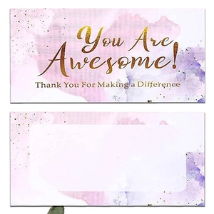 50-pack purple watercolor reward cards for children with golden stars and You Are Awesome text