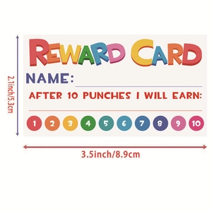 50-pack reward punch cards for kids with colorful 1-10 circles and size measurement