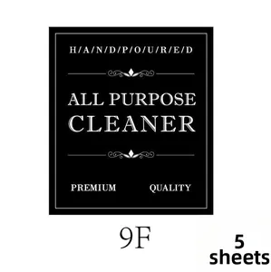 Minimalist black waterproof shampoo and soap bottle labels with 5 piece set quantity