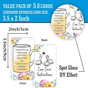50er Set Glaspflege-Anleitungskarten 9x5cm mit hochwertiger Spot-UV-Veredelung
