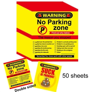 Double-sided bad parking warning cards with 50 sheets of penalty notices and sarcasm
