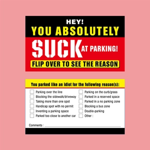 50 Bad Parking Cards with funny violation check-list for ridiculous parking warnings